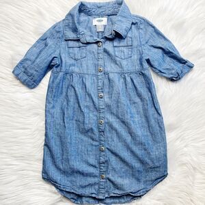 Old Navy Denim Button Down Long Sleeve Dress Blue Size 5T